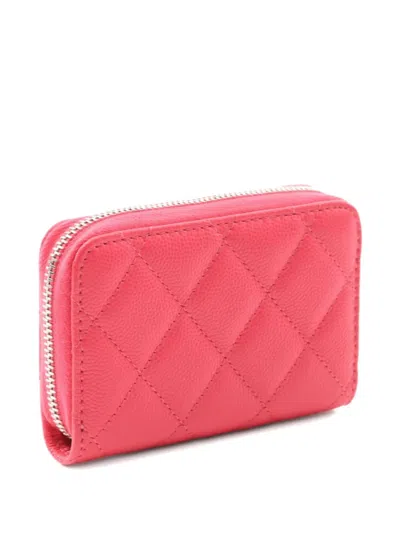 Pre-owned Chanel 2021 Matelasse Wallet In Pink