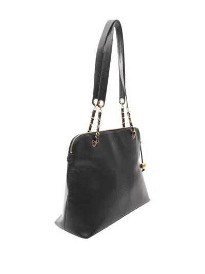 Pre-owned Chanel 1994-1996 Big Coco Mark Shoulder Bag In Black
