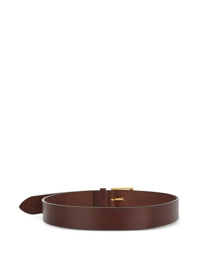 Saint Laurent Buckle Belt In Brown