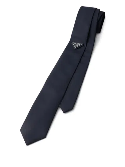 Prada Triangle-logo Tie In Blue