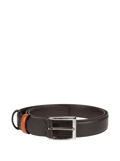 Hogan Grained Texture Leather Belt In Brown