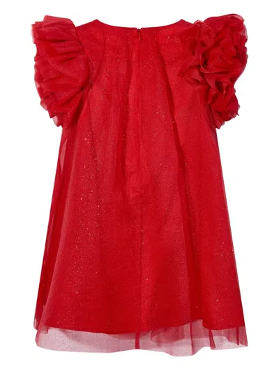 Mama Luma Glitter-embellished Ruffled Dress In Red