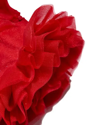 Mama Luma Glitter-embellished Ruffled Dress In Red