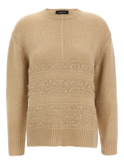 Fabiana Filippi Crew Neck Knit Sweater With Textured Insert
