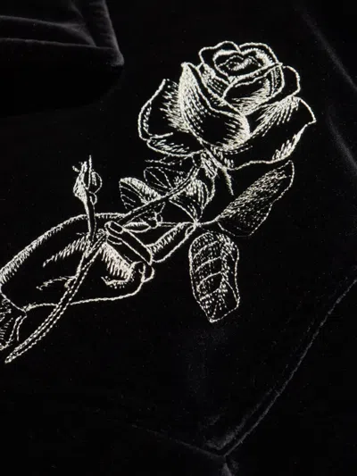 Alexander Mcqueen Mcqueen Soho Embroidered Velveteen Bomber Jacket In Black