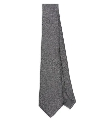Giorgio Armani Speckled Silk-mohair Tie In Gray