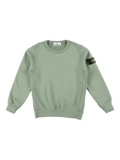 Stone Island Logo-patch Crew-neck Sweatshirt In Green