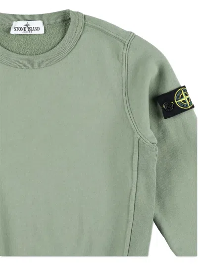 Stone Island Logo-patch Crew-neck Sweatshirt In Green