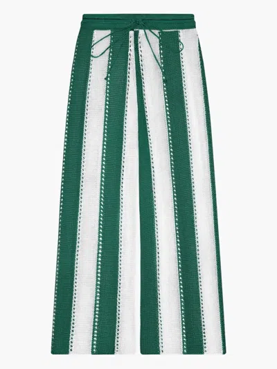 Calle Del Mar Cabana Striped Knit Trousers In Green