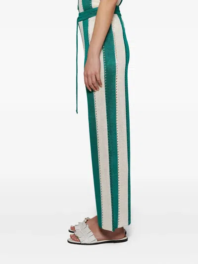 Calle Del Mar Cabana Striped Knit Trousers In Green