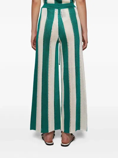 Calle Del Mar Cabana Striped Knit Trousers In Green