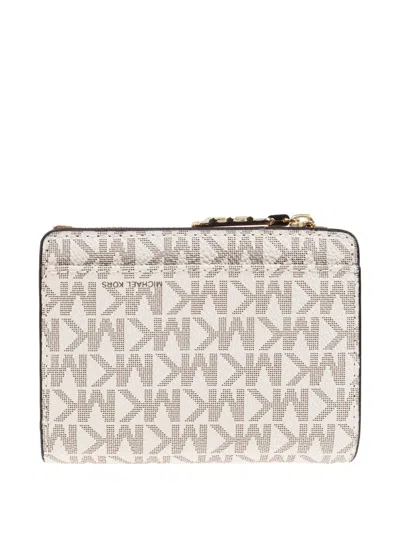 Michael Michael Kors Monogram Zip-around Wallet In Neutral