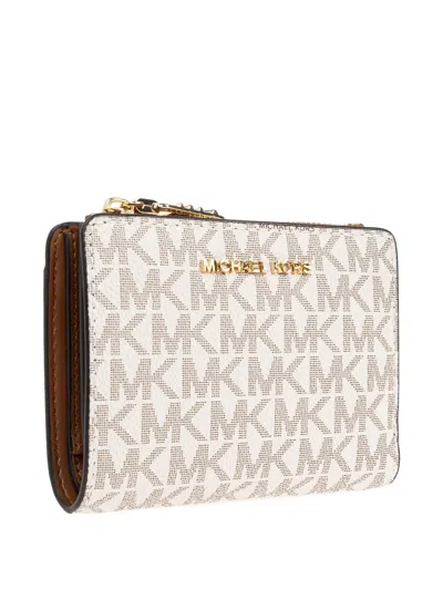 Michael Michael Kors Monogram Zip-around Wallet In Neutral