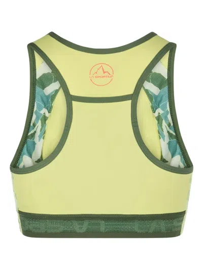 La Sportiva Racer-back Print Sports Bra In Green
