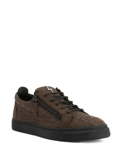 Giuseppe Zanotti Frankie Crocodile-effect Zip Sneakers