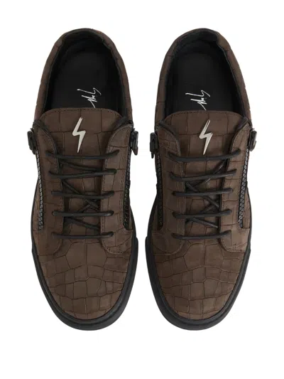 Giuseppe Zanotti Frankie Crocodile-effect Zip Sneakers