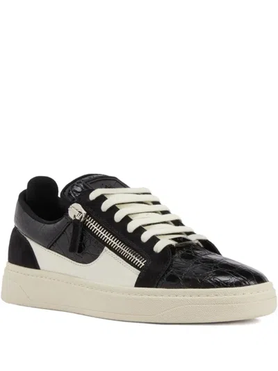Giuseppe Zanotti Gz94 Crocodile-effect Zip-detail Sneakers In Black