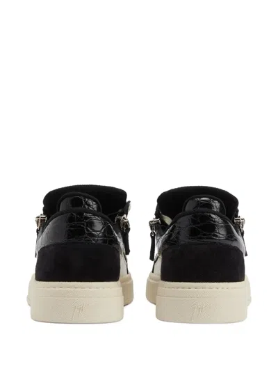 Giuseppe Zanotti Gz94 Crocodile-effect Zip-detail Sneakers In Black