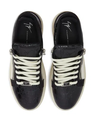 Giuseppe Zanotti Gz94 Crocodile-effect Zip-detail Sneakers In Black