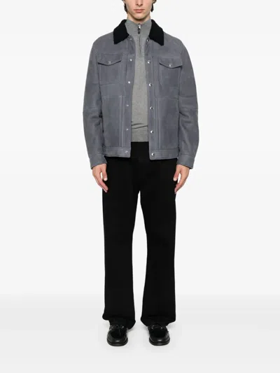 Canali Half-zip Wool Sweater In Gray