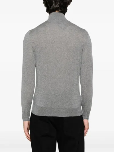Canali Half-zip Wool Sweater In Gray
