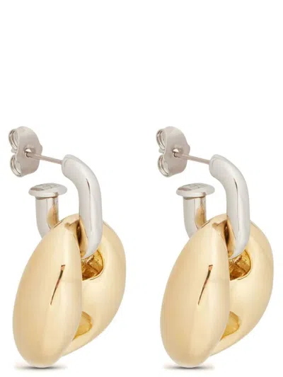 Rabanne Silver And Gold Xtra Eight Dang Earrings With Pressure Closure In Brass And Aluminum Woman