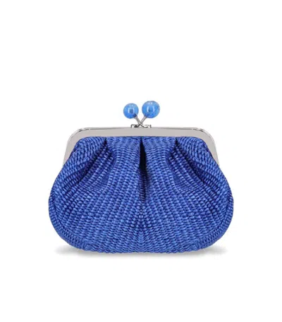 Weekend Max Mara Pasticcino Palmas Small Blue Clutch Bag