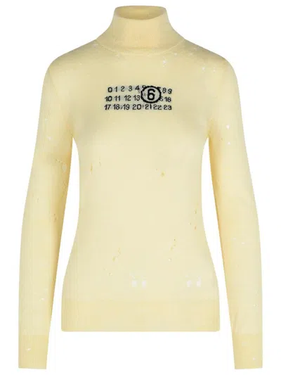 Mm6 Maison Margiela Cream Virgin Wool Turtleneck Sweater