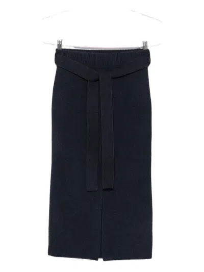 Emporio Armani Wool Midi Skirt In Black
