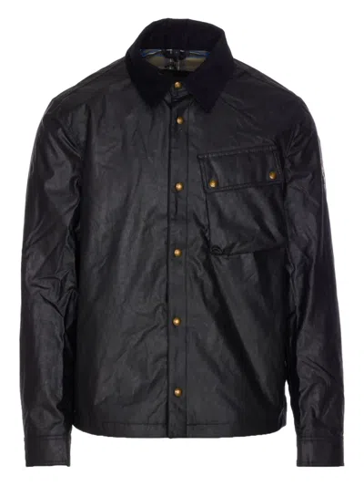 Belstaff Ground Jacket With Chest Pocket And Velvet Collar In Black