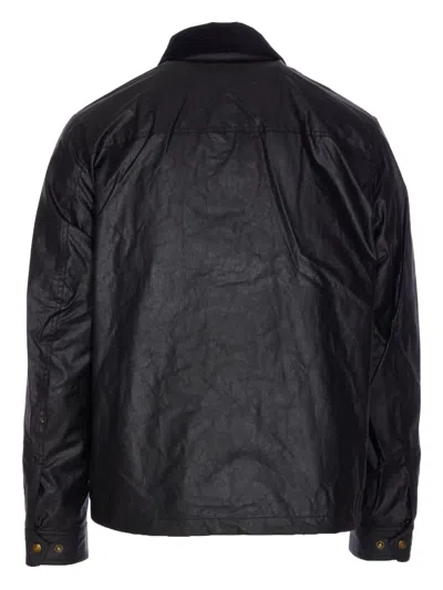 Belstaff Ground Jacket With Chest Pocket And Velvet Collar In Black
