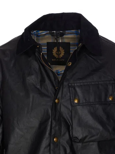 Belstaff Ground Jacket With Chest Pocket And Velvet Collar In Black