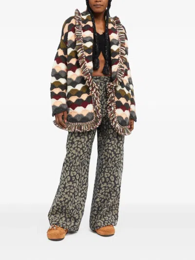 Alanui Wave-pattern Fringed Cardigan In Multi