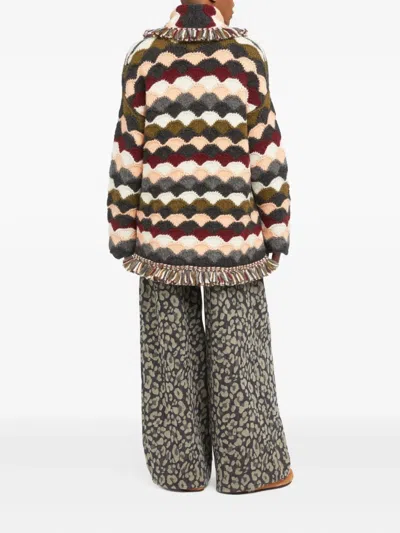Alanui Wave-pattern Fringed Cardigan In Multi