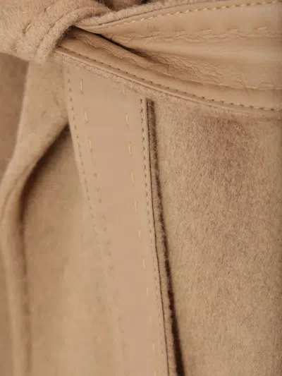 Max Mara Belted Waist Hooded Jacket Pockets In Brown