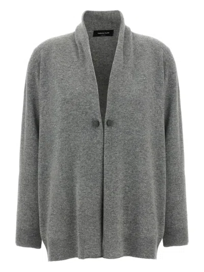 Fabiana Filippi Jewel Brooch Cardigan Sweaters And Cardigans Gray In Gray