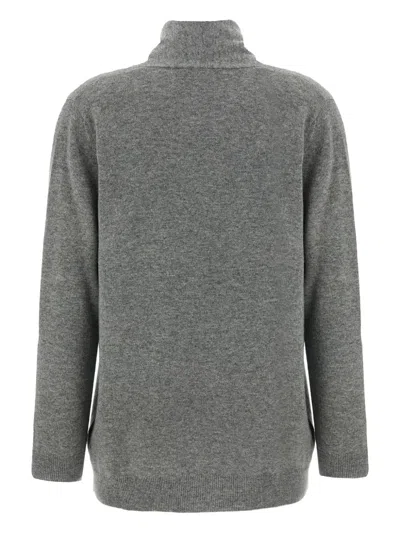 Fabiana Filippi Jewel Brooch Cardigan Sweaters And Cardigans Gray In Gray