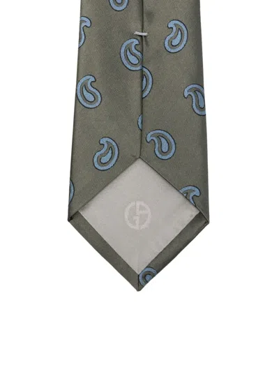 Giorgio Armani Paisley-print Silk Tie In Neutral