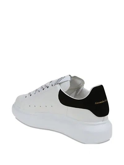 Alexander Mcqueen White Leather Sneakers With Black Suede Heel In Neutral