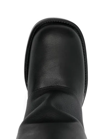 Gisel Moire 40mm Manchester Slouchy Leather Biker Boots In Black
