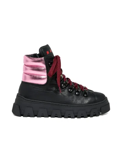 Marni Stivali Hiking Con Collo A Contrasto In Black