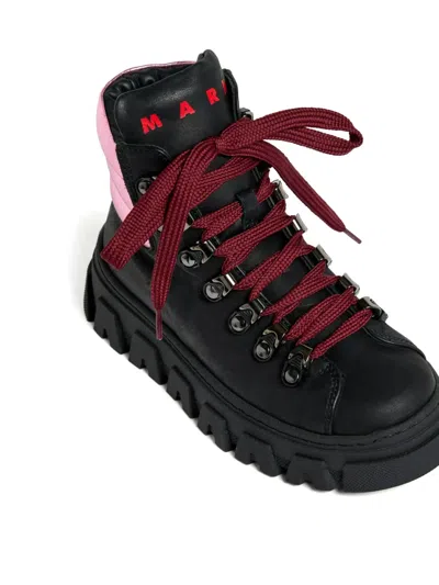 Marni Stivali Hiking Con Collo A Contrasto In Black