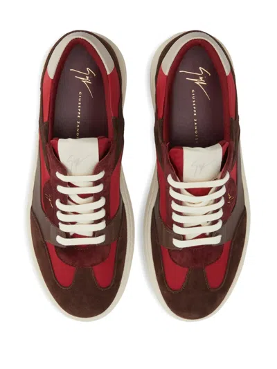 Giuseppe Zanotti Gz94 Suede Panelled Sneakers In Red