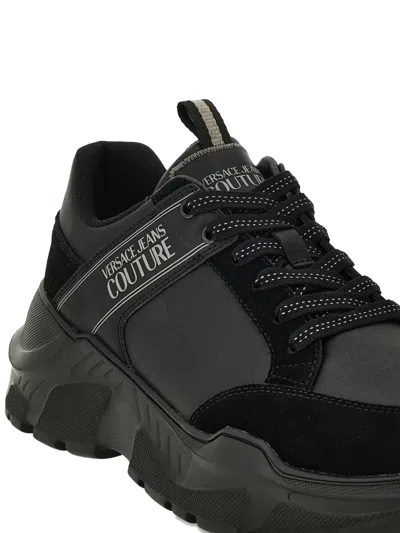 Versace Jeans Couture Logo-patch Chunky Sneakers In Black