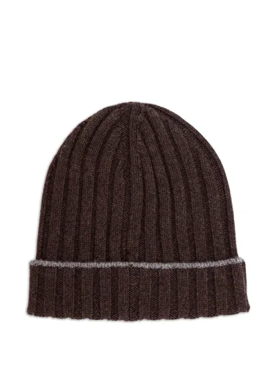 Brunello Cucinelli Men Beanie Cashmere Hat In Brown