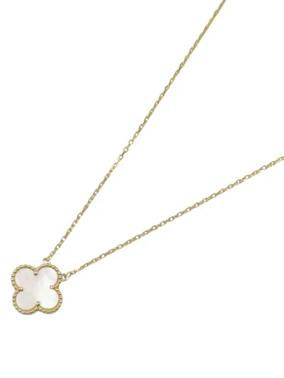 Pre-owned Van Cleef & Arpels 2010s 18k Yellow Gold Alhambra Mother Of Pearl Necklace