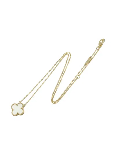 Pre-owned Van Cleef & Arpels 2010s 18k Yellow Gold Alhambra Mother Of Pearl Necklace