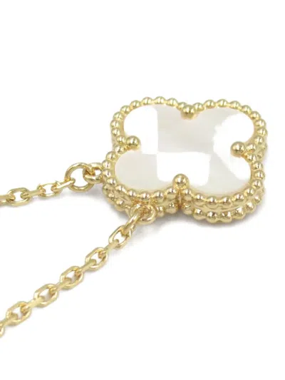 Pre-owned Van Cleef & Arpels 2010s 18k Yellow Gold Alhambra Mother Of Pearl Necklace