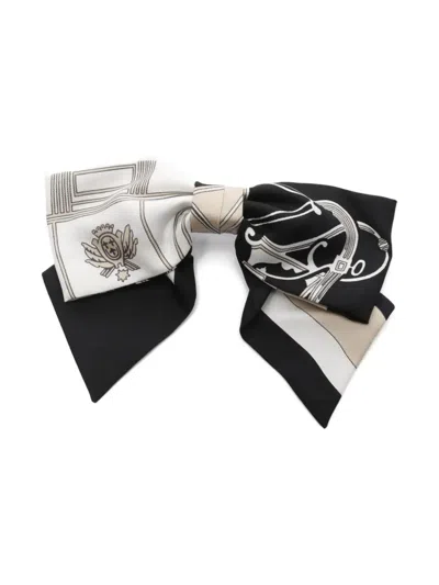 Pre-owned Hermes 2010s Grenelle Exlibris Silk Ribbon Hair Clip