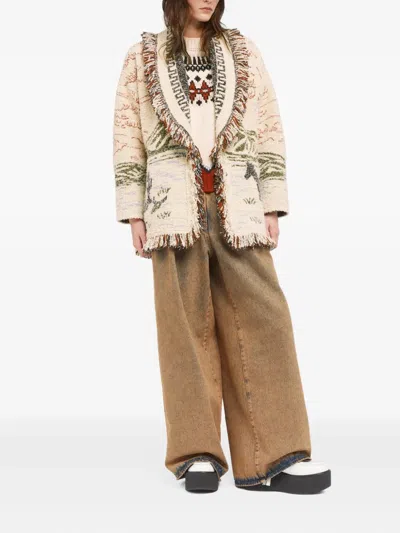 Alanui Sunset Riders Cardigan Knitwear Beige In Neutral